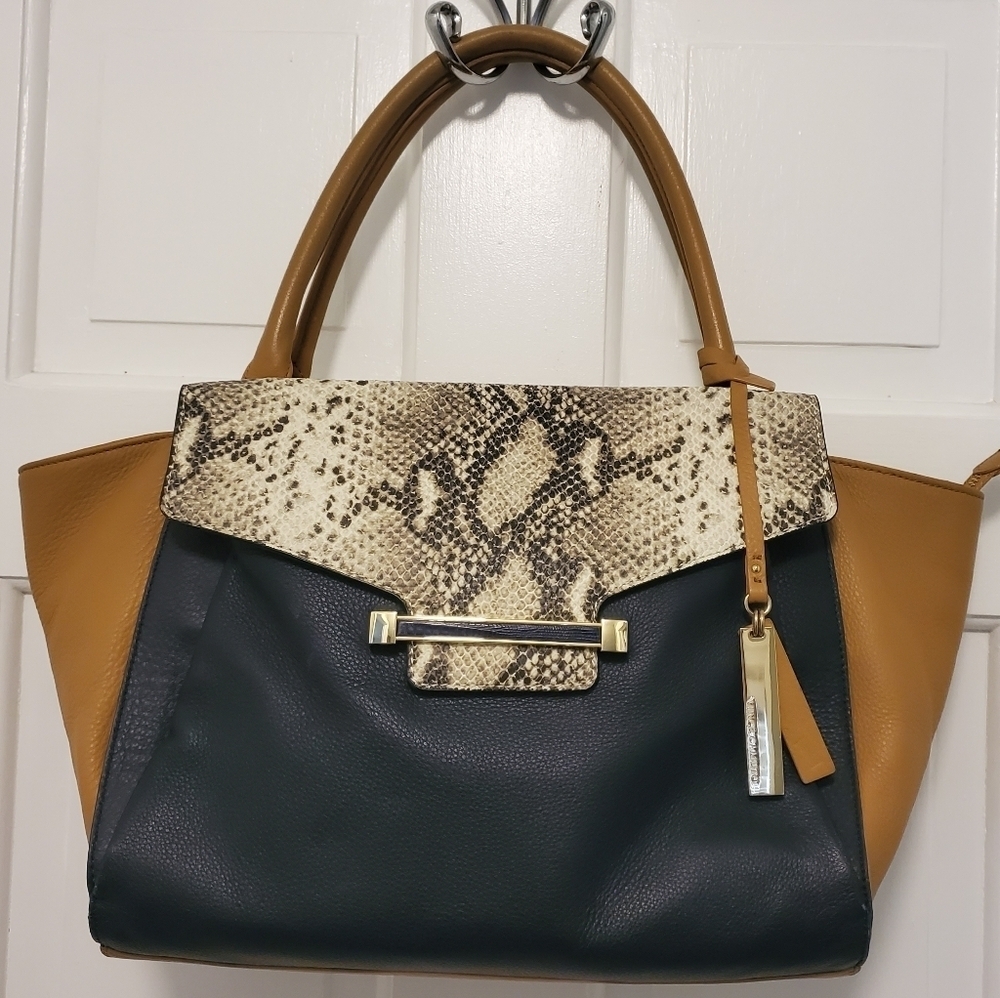 Vince Camuto "JULIA" Large Satchel/Shoulder Bag, Leather W/Goldtone Hardware